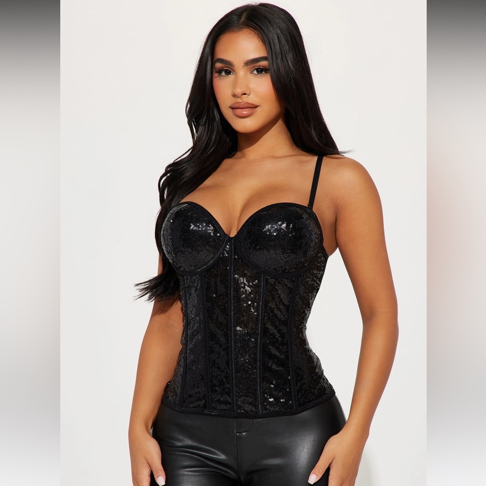 Shine all night mesh corset top